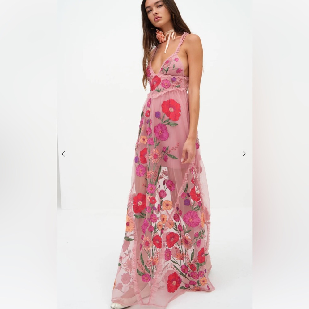 For Love & Lemons Kaylee Maxi Dress - Pink Floral - Medium - worn once